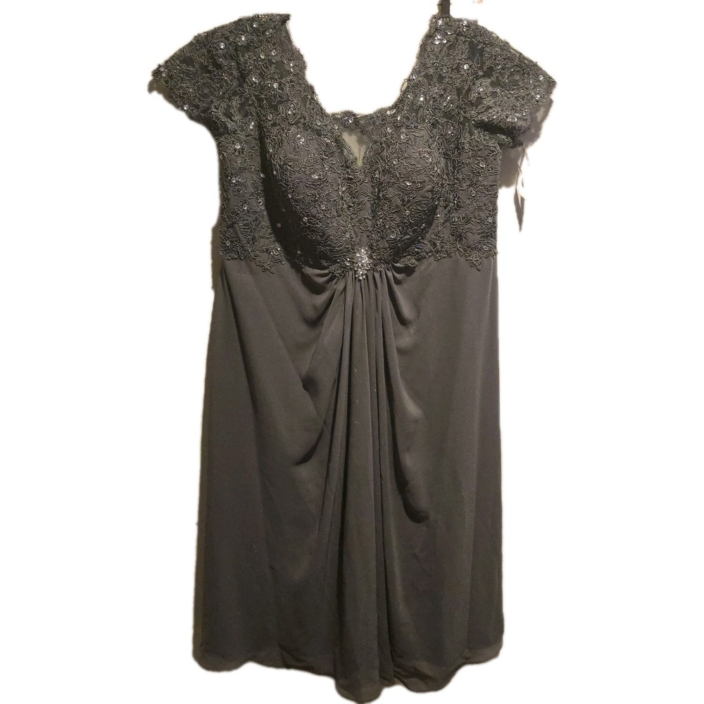 Christina Wu Women's Size 22‎ Charcoal Gray Formal Dress Lace Rhinestone